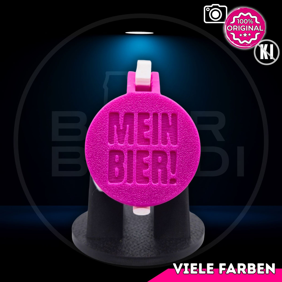 Bier Brudi SafeCap mit Signature-Spruch MEIN BIER! für Flaschen, Farbe Magenta
