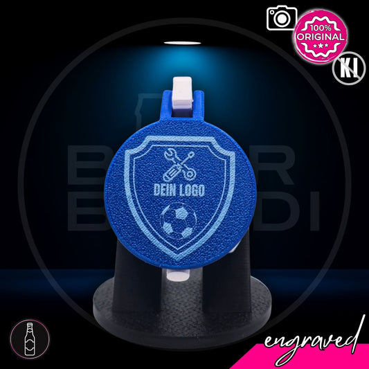 Bier Brudi SafeCap für Flaschen mit eigenem Logo graviert, Farbe Blau