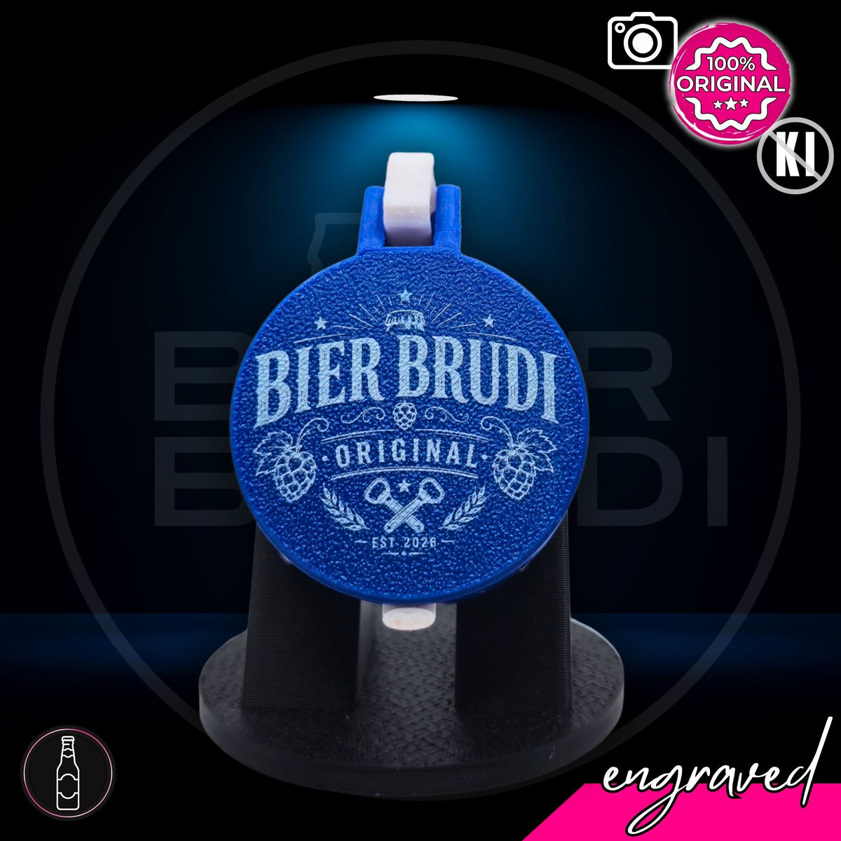 Bier Brudi SafeCap Engraved Original für Flaschen, lasergraviert, Farbe Petrol
