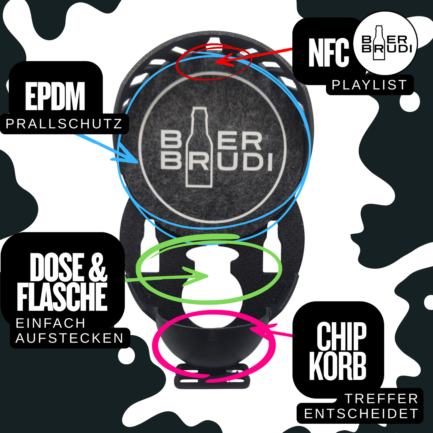 Zielscheibe für Trinkspiel mit NFC – Bier Brudi