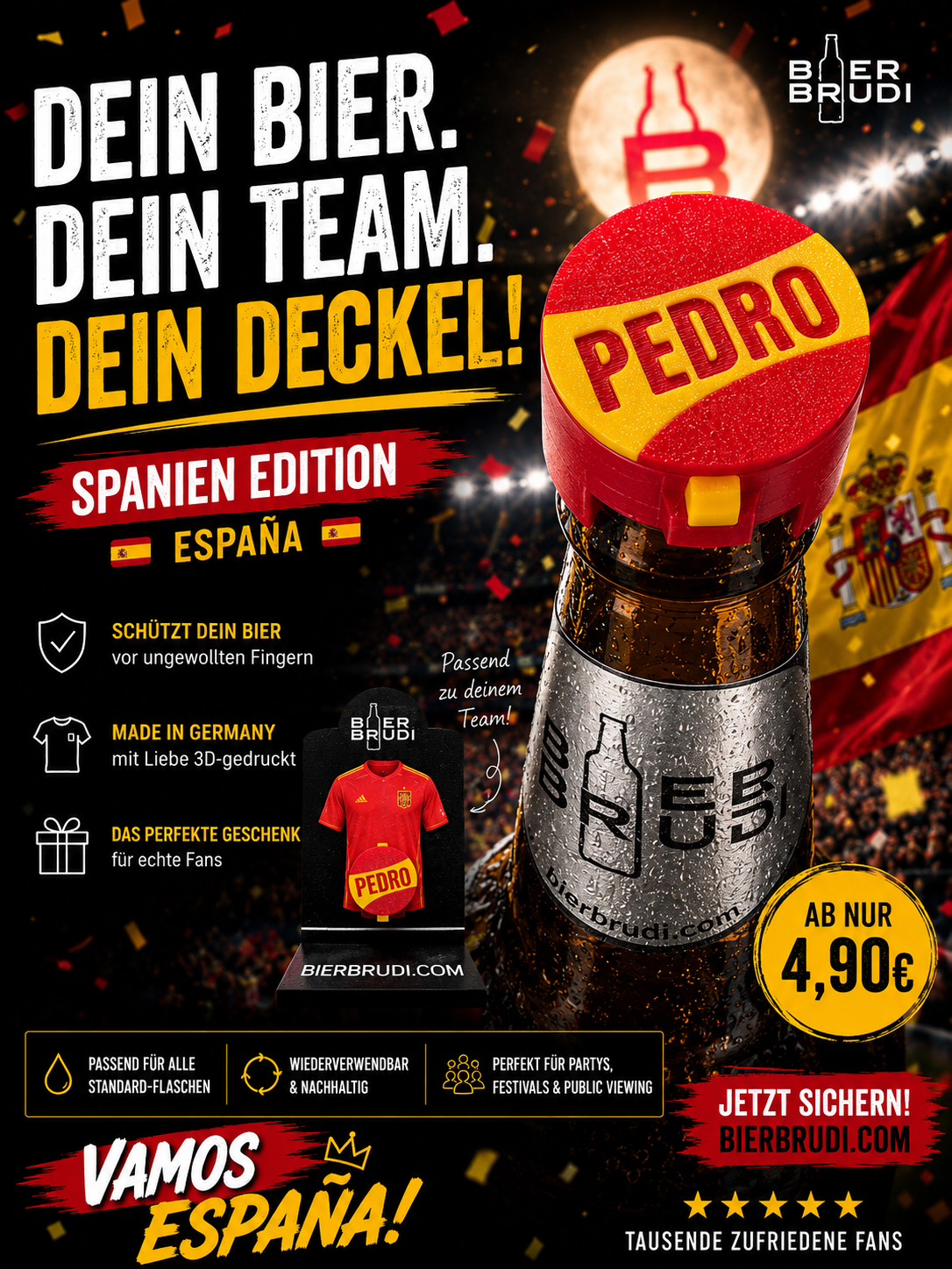 Getränkeschutz Style Your Bottle Spanien Edition – Bier Brudi SafeCap