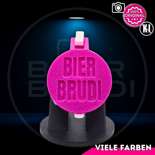 Bier Brudi SafeCap mit Signature-Spruch BIER BRUDI für Flaschen, Farbe Magenta