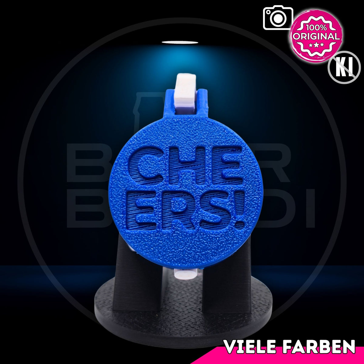 Bier Brudi SafeCap mit Signature-Spruch CHEERS! für Flaschen, Farbe Blau