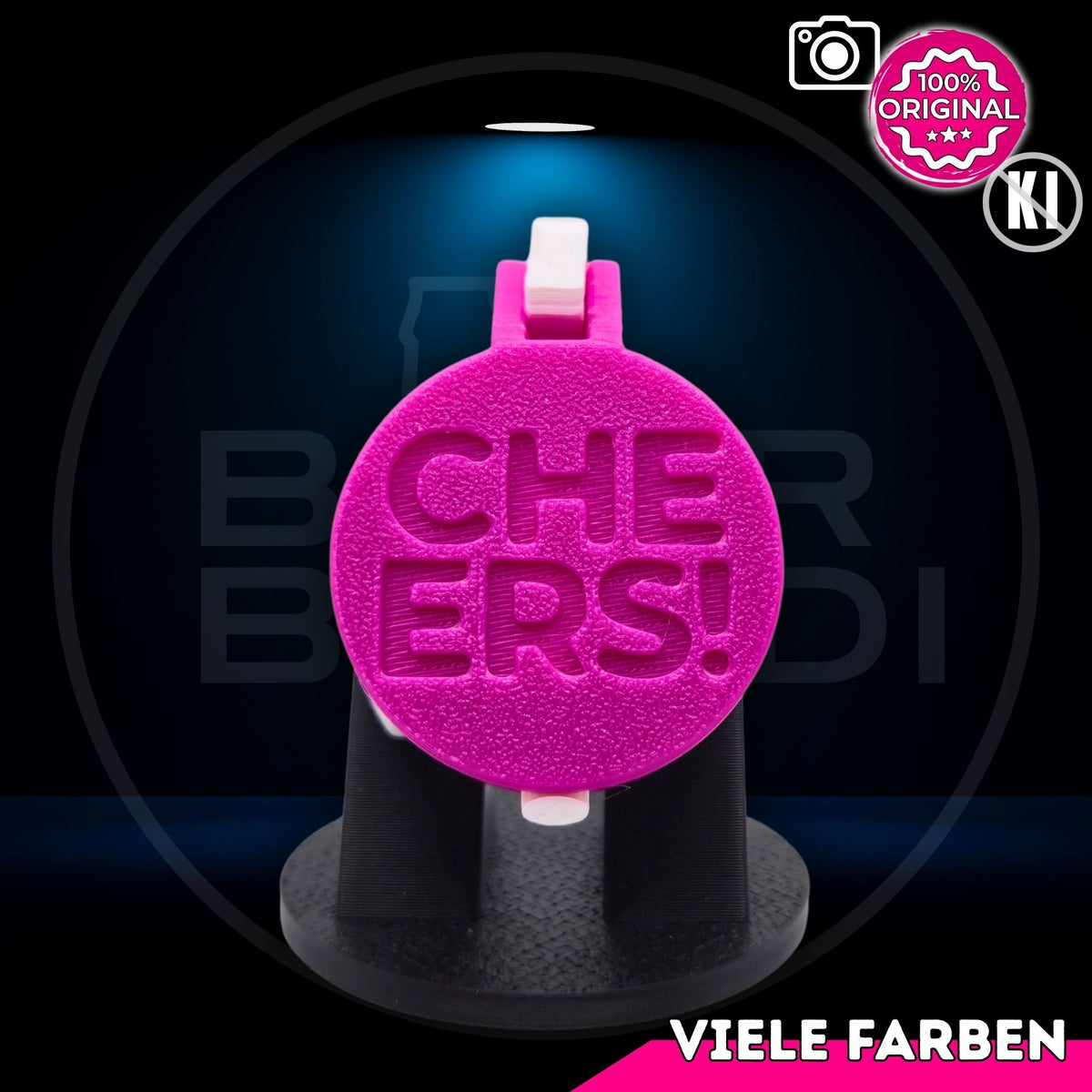 Bier Brudi SafeCap mit Signature-Spruch CHEERS! für Flaschen, Farbe Magenta
