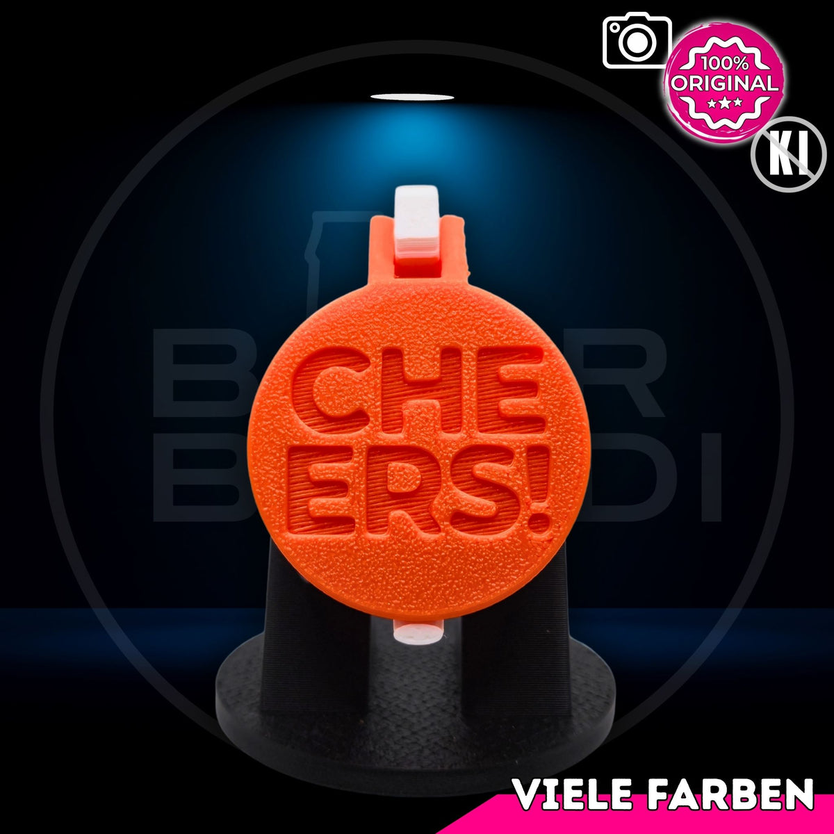 Bier Brudi SafeCap mit Signature-Spruch CHEERS! für Flaschen, Farbe Orange