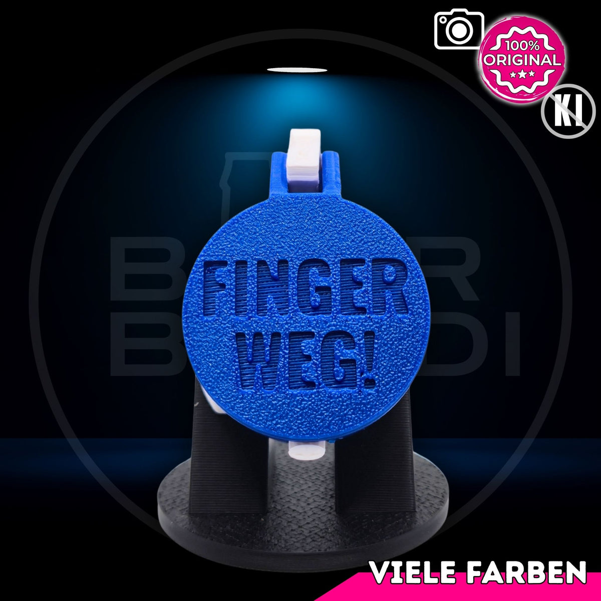 Bier Brudi SafeCap mit Signature-Spruch FINGER WEG! für Flaschen, Farbe Blau