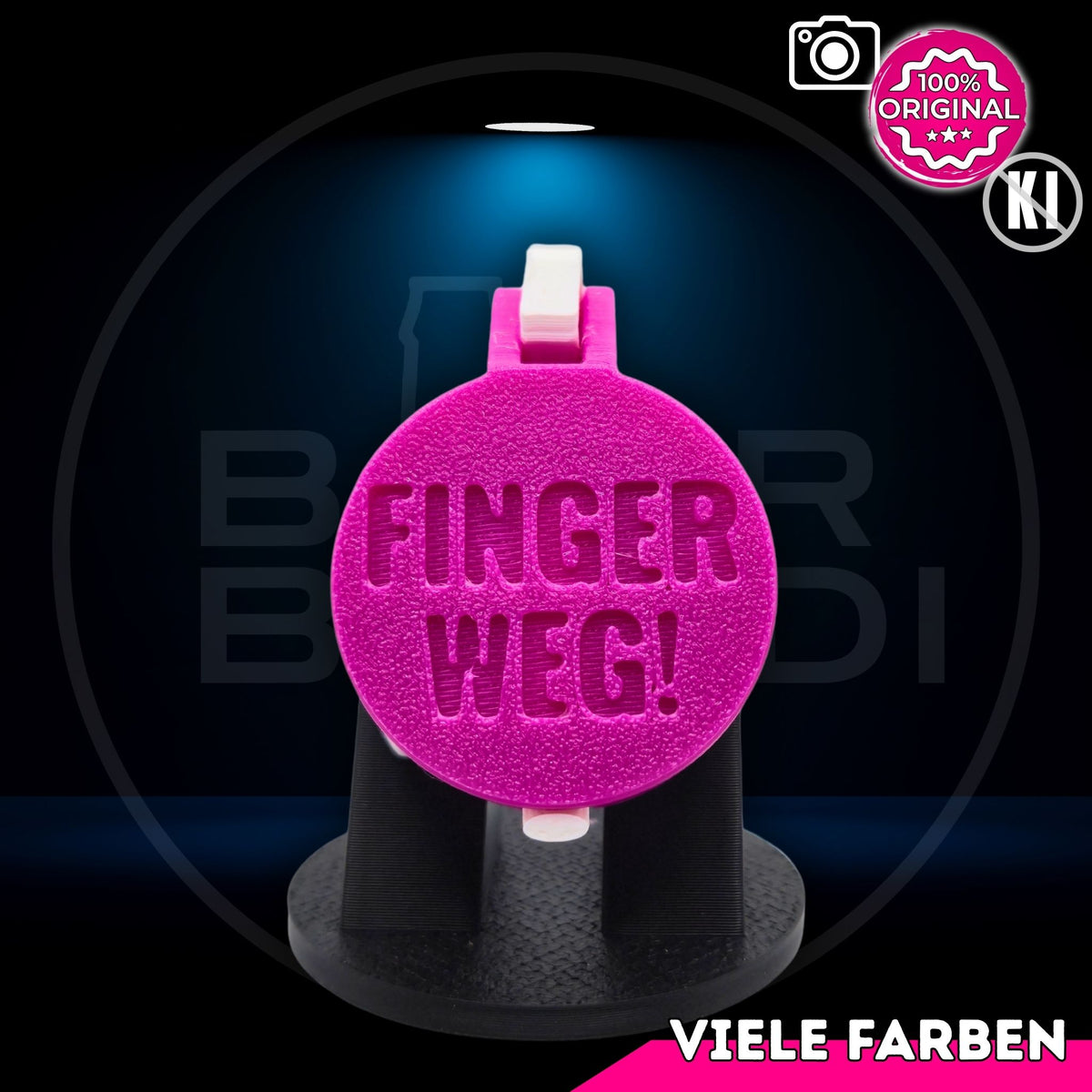 Bier Brudi SafeCap mit Signature-Spruch FINGER WEG! für Flaschen, Farbe Magenta