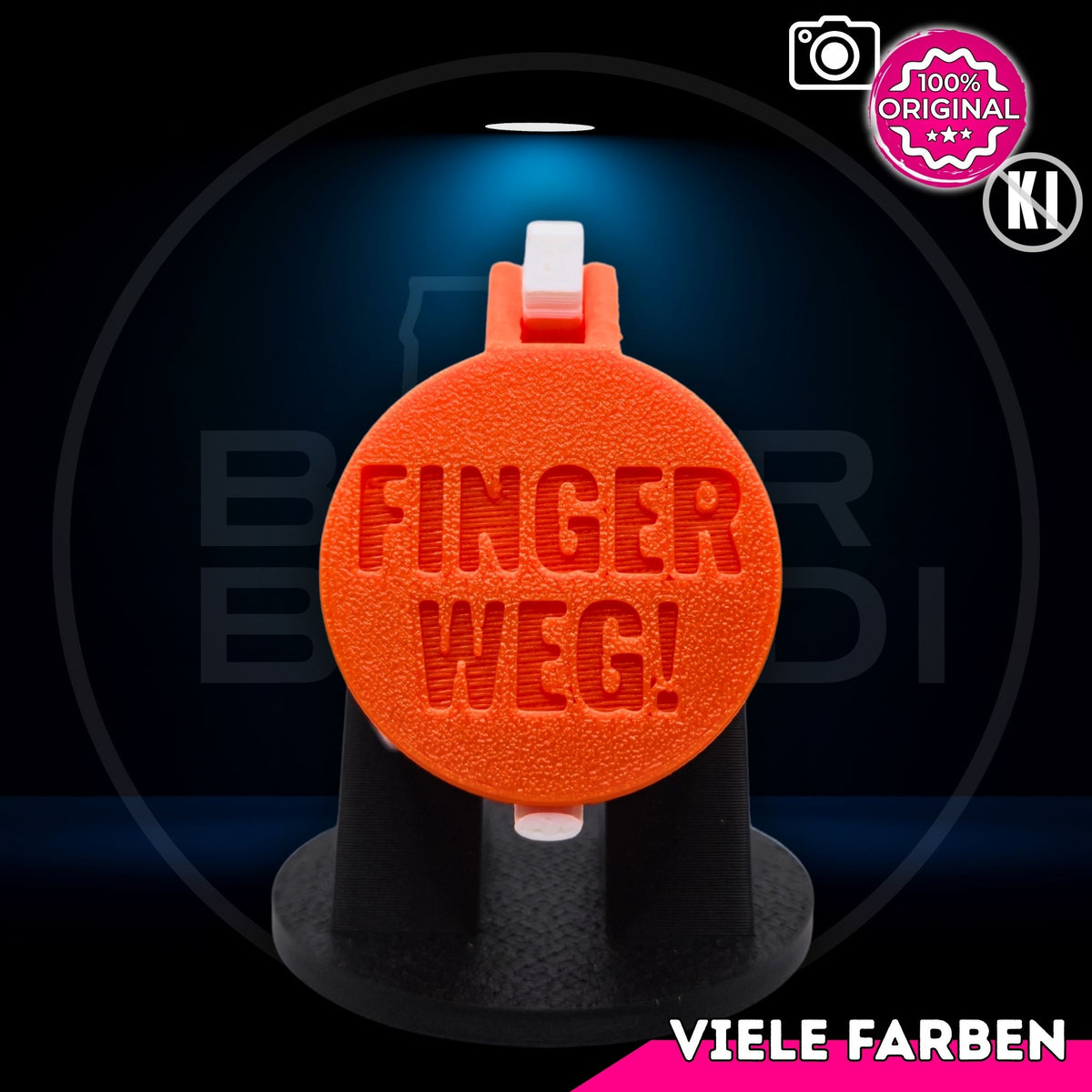 Bier Brudi SafeCap mit Signature-Spruch FINGER WEG! für Flaschen, Farbe Orange