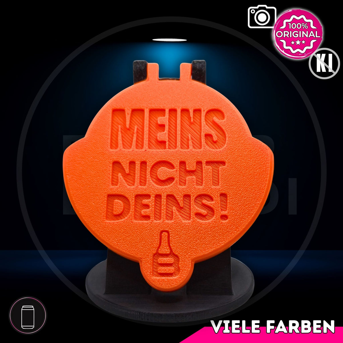 Bier Brudi SafeCap mit Signature-Spruch MEINS NICHT DEINS! für Dosen, Farbe Orange