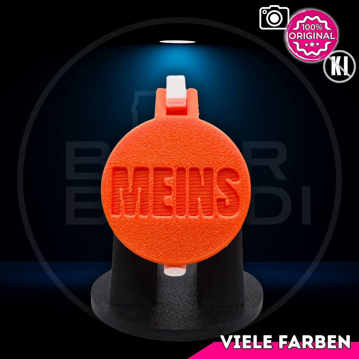 Bier Brudi SafeCap mit Signature-Spruch MEINS! für Flaschen, Farbe Orange