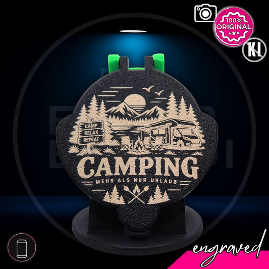 Bier Brudi SafeCap Engraved Camping-Edition für Dosen, lasergraviert, Farbe Schwarz