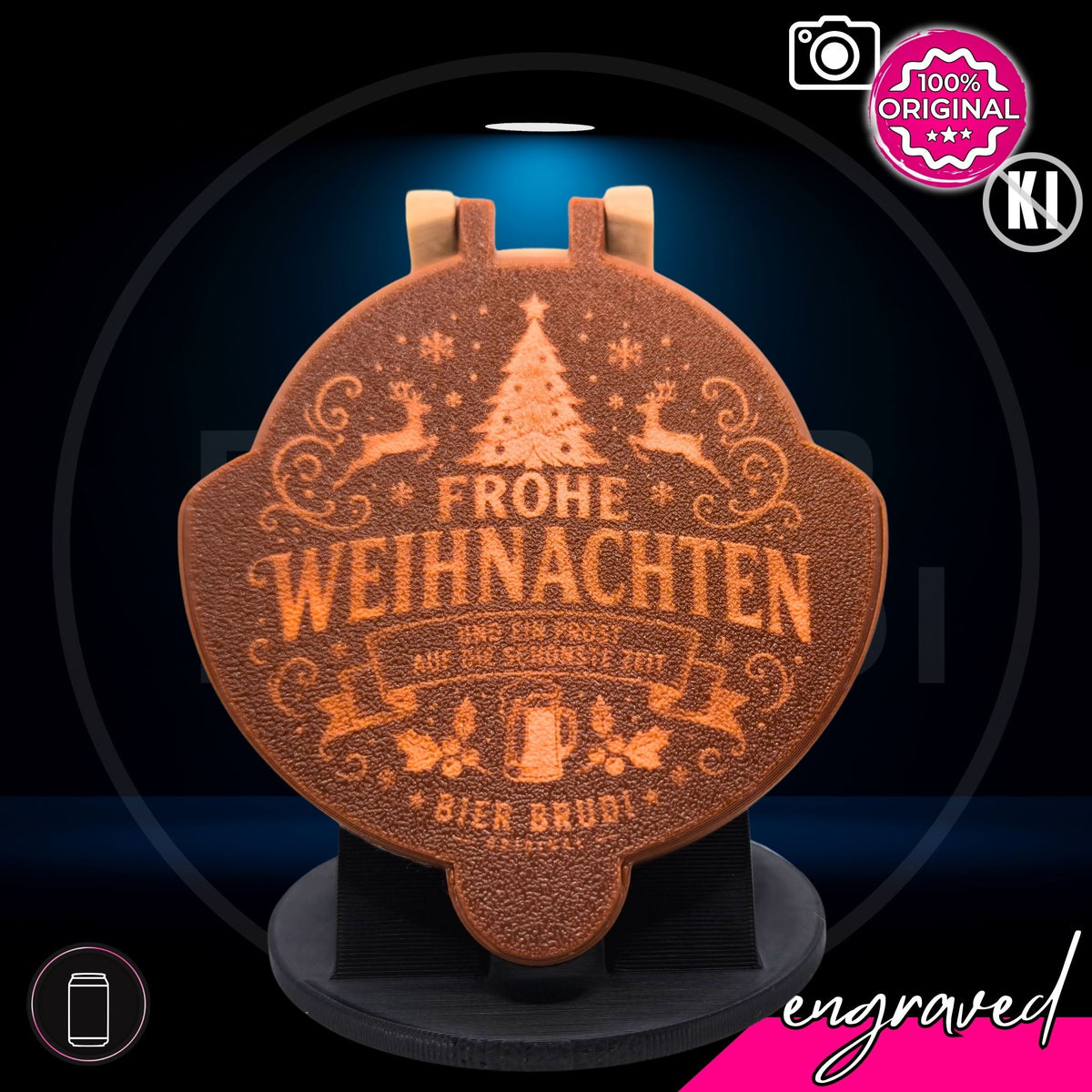 Bier Brudi SafeCap Engraved Weihnachtsedition für Dosen, lasergraviert, Farbe Schoko