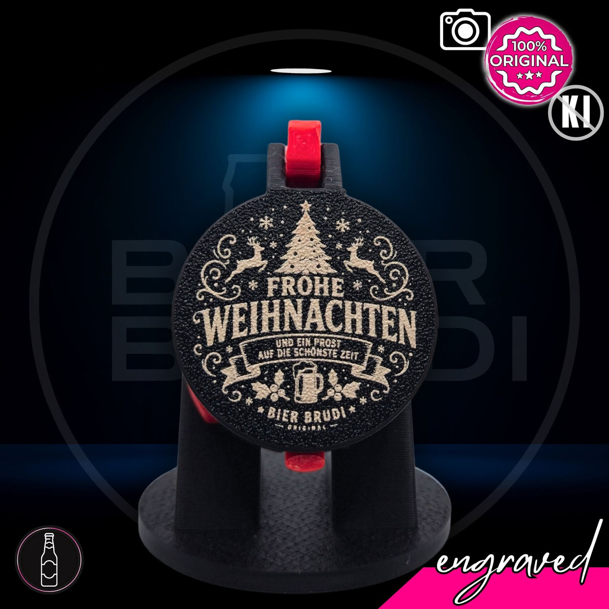 Bier Brudi SafeCap Engraved Weihnachtsedition für Flaschen, lasergraviert, Farbe Schwarz