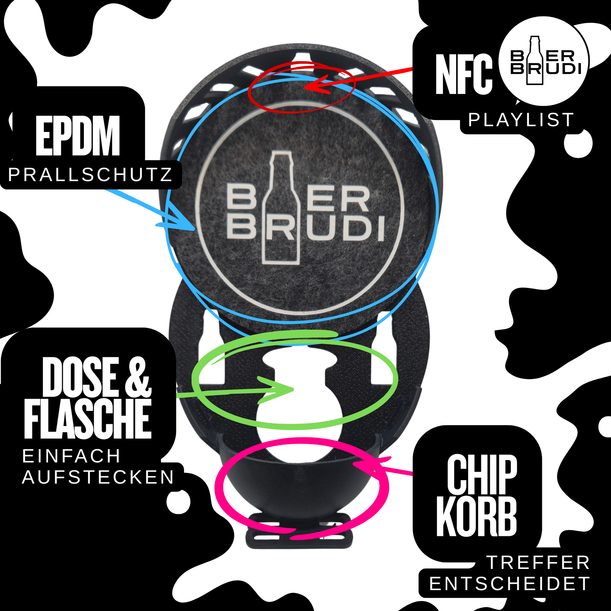 Bier Brudi Zielscheibe für Trinkspiel mit integriertem NFC Chip