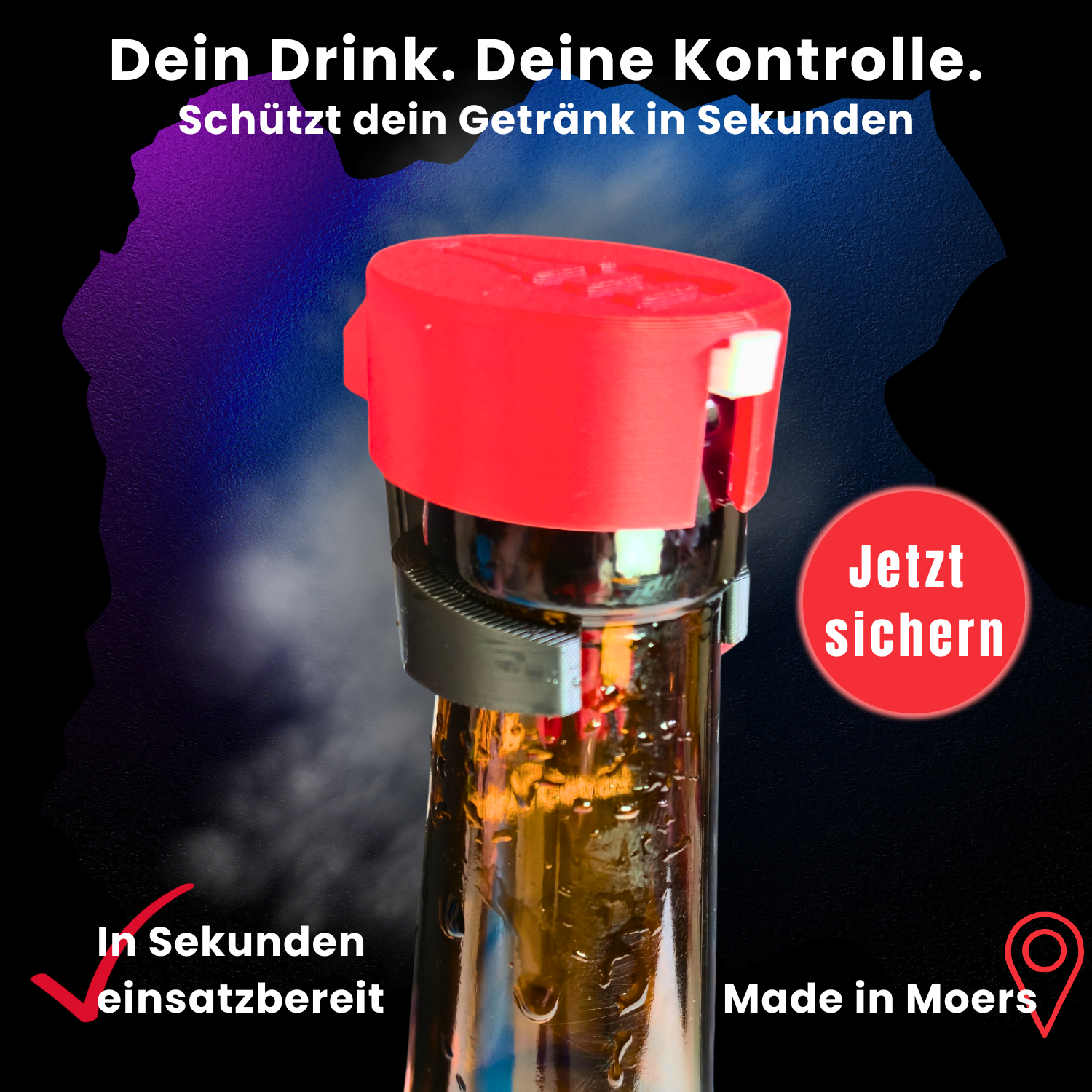 Bier Brudi SafeCap Getränkeschutz. Schützt vor K.O. Tropfen, Schmutz und Insekten.