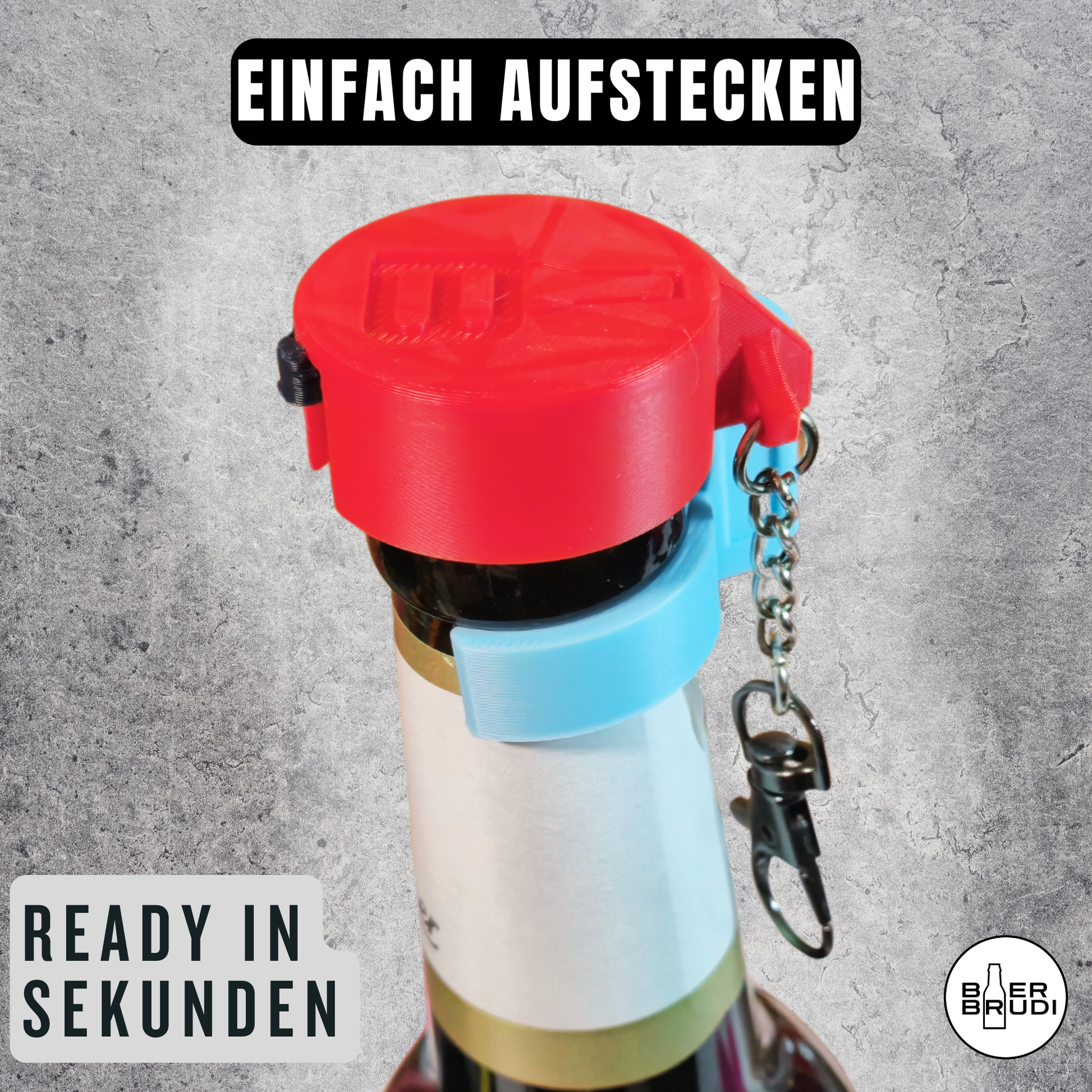 SafeCap Keychain Edition – jederzeit griffbereit für den Einsatz auf Flaschen.