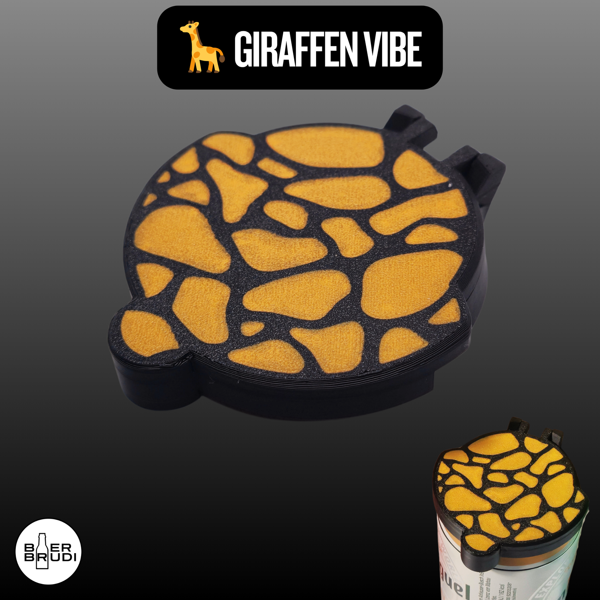 SafeCap Giraffen Design in Orange - auffälliger Schutz für Dosen