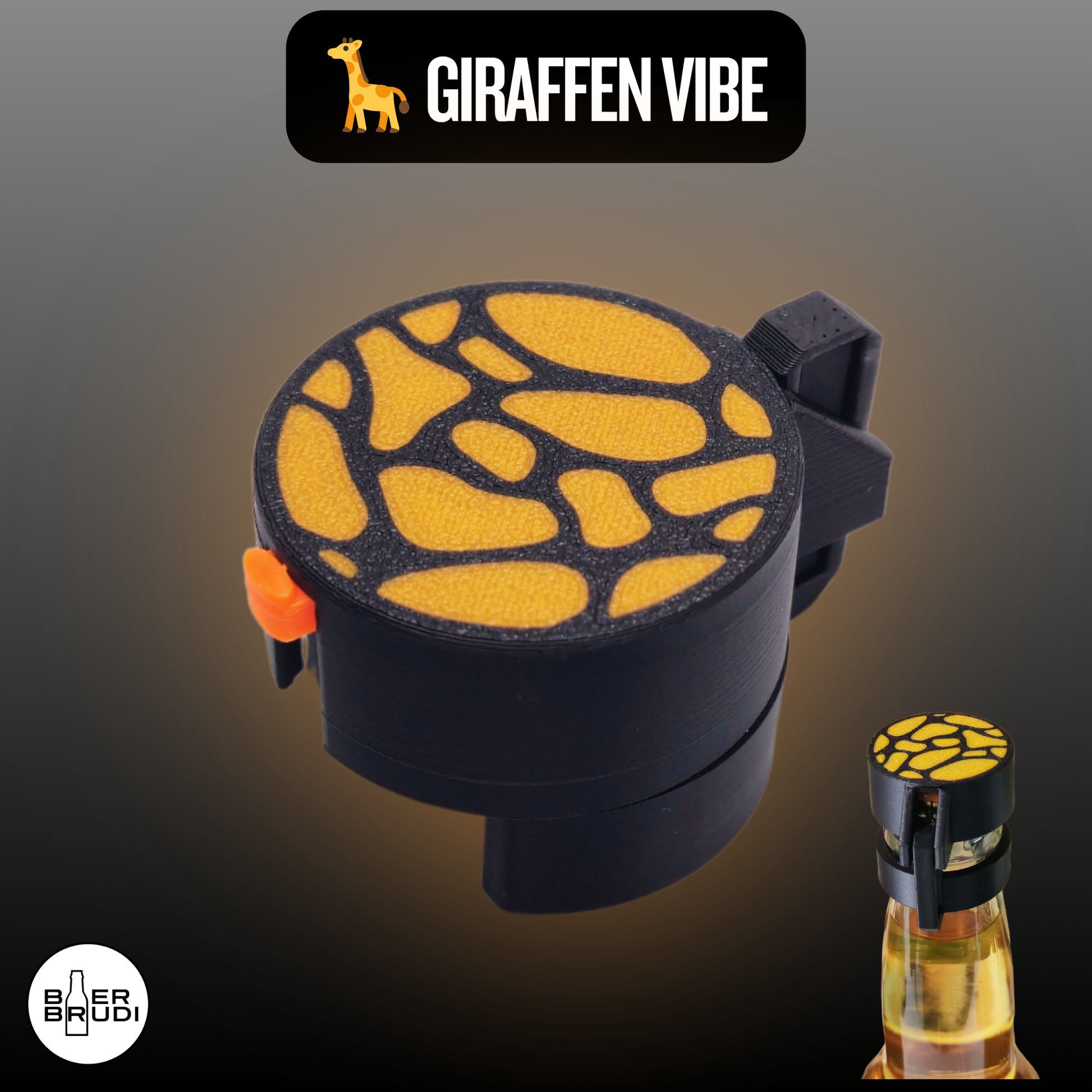 SafeCap Giraffen Design in Orange - auffälliger Schutz für Flaschen