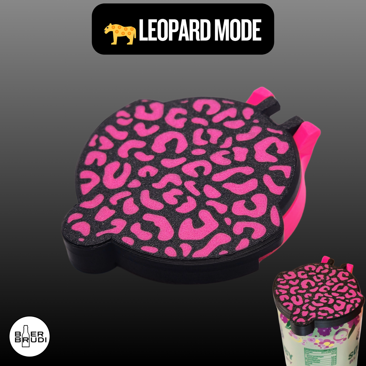 SafeCap Leopard Design in Magenta - auffälliger Dosen Getränkeschutz für Festivals und Partys