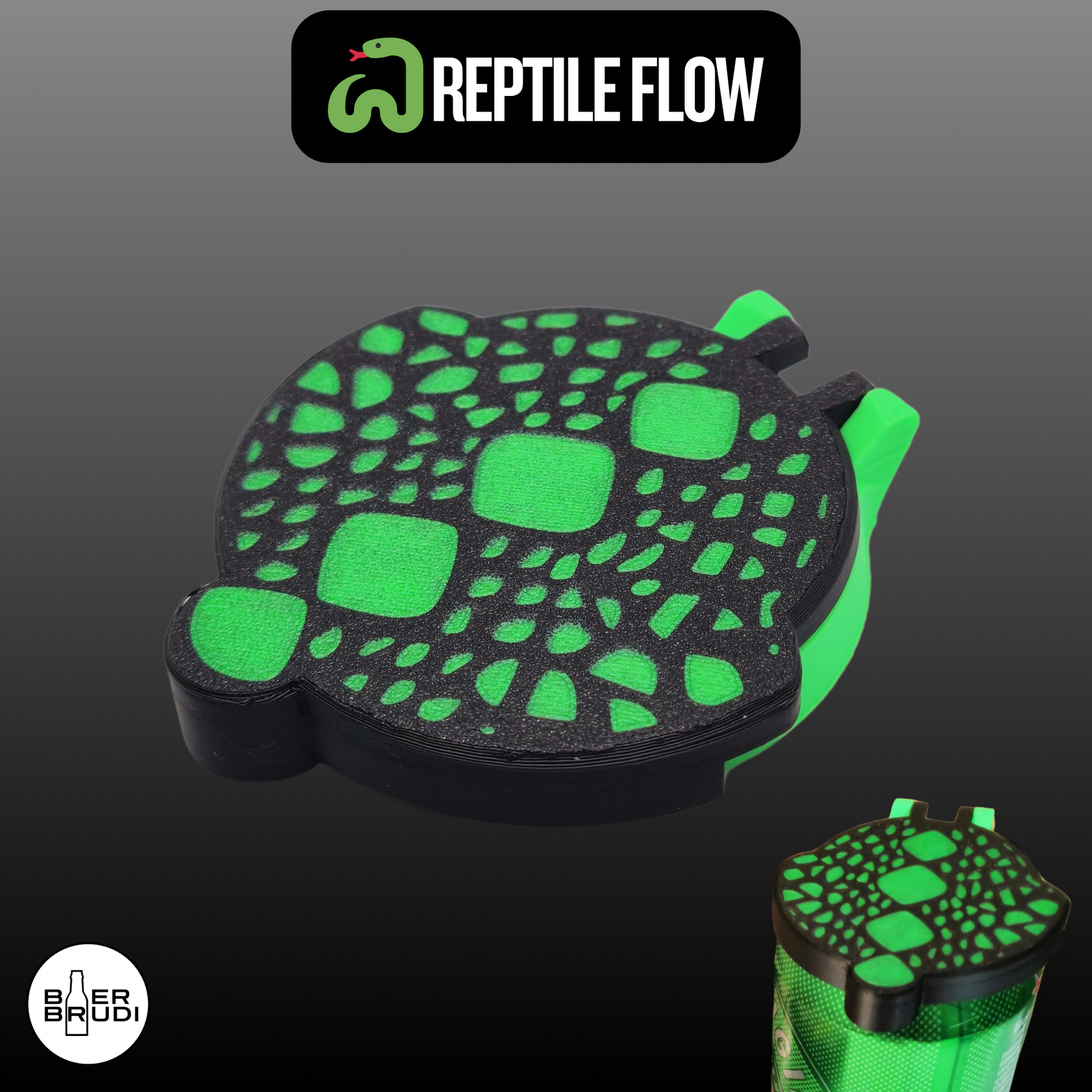 SafeCap Reptile Design in Grün - Dosen Getränkeschutz für Partys und Festivals