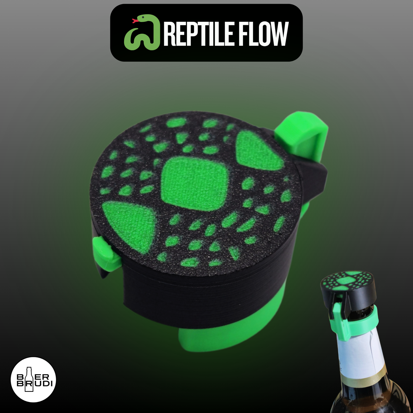 SafeCap Reptile Design in Grün - Flaschen Getränkeschutz für Festivals