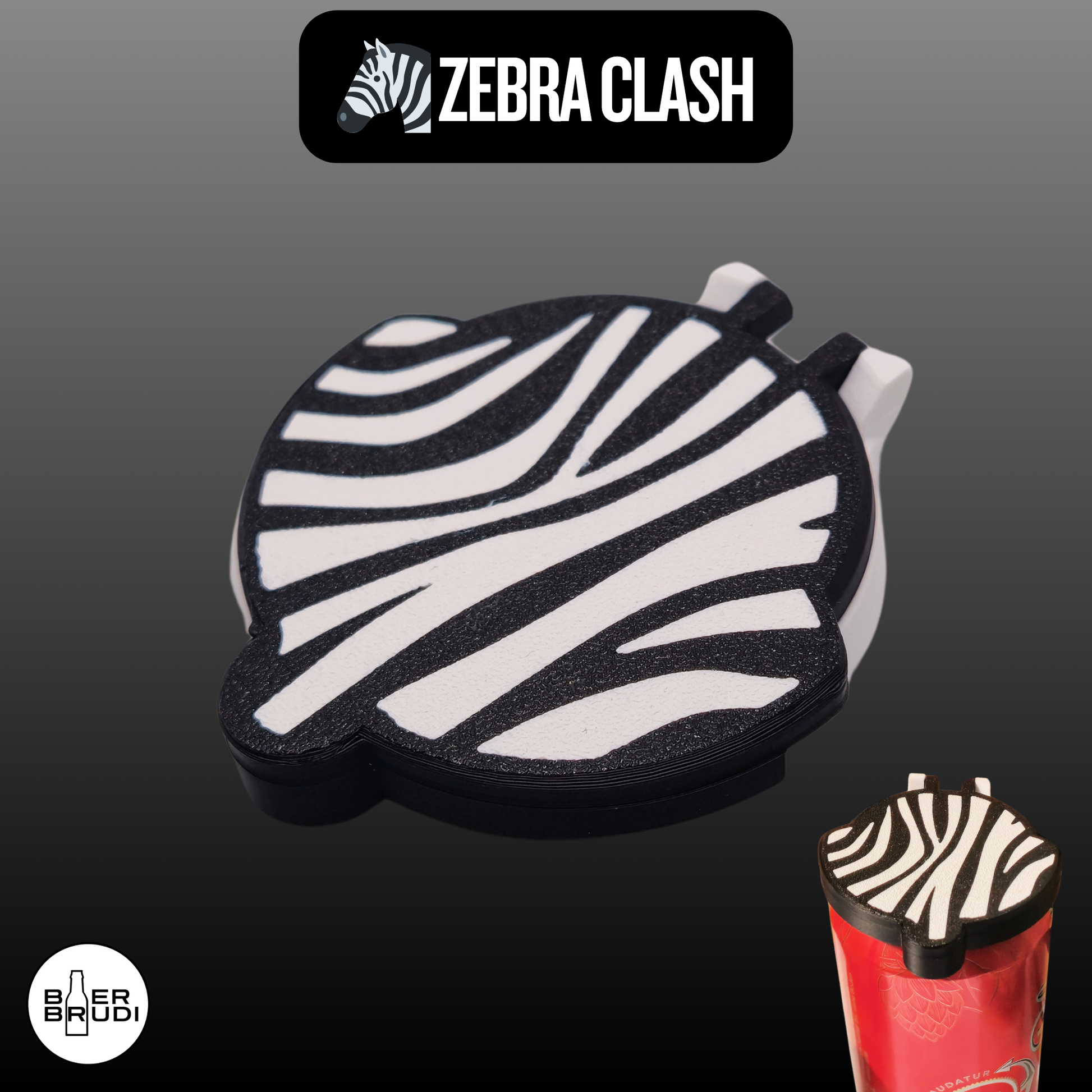 SafeCap Zebra Design in Schwarz Weiß - stylischer Getränkeschutz für Dosen